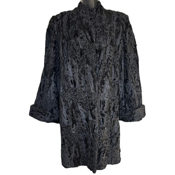Jackets & Blazers - Vintage Custom Persian Lamb Broadtail Coat 1950s? Large? Bell Sleeves Mid Length